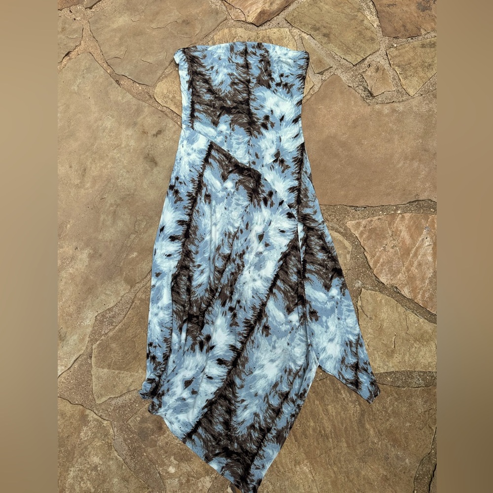 Yigal Feather Strapless Dress